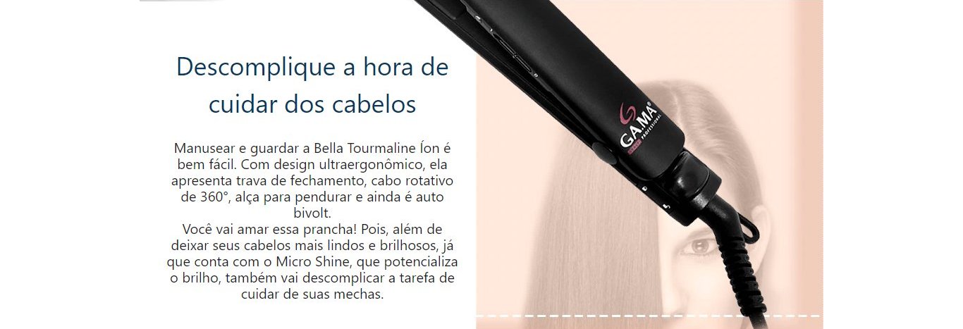 Chapinha Prancha de Cabelo Gama Italy  Bella Tourmaline Red Ion 220°C Bivolt Preto/Vermelho